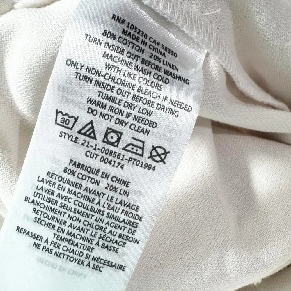 Joie Cotton Linen Blend Larkin Cropped Straight Leg Pants White Sand Size 6 NWT